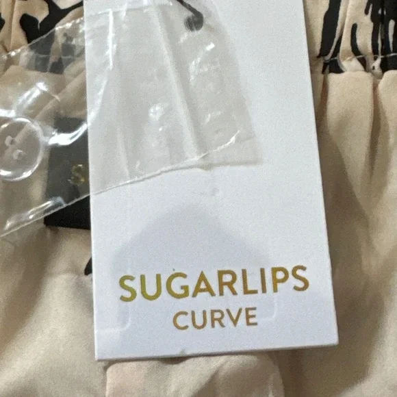 Sugar Lips Curve Womens 1X Shorts Black White Print Pom Pom Tie Waist Cotton - Picture 8 of 11